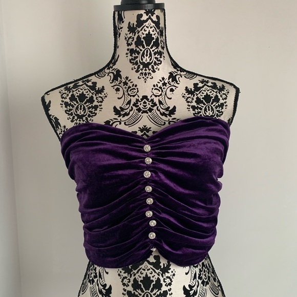 Zara Velvet Rhinestone Tube Top - Picture 2 of 11